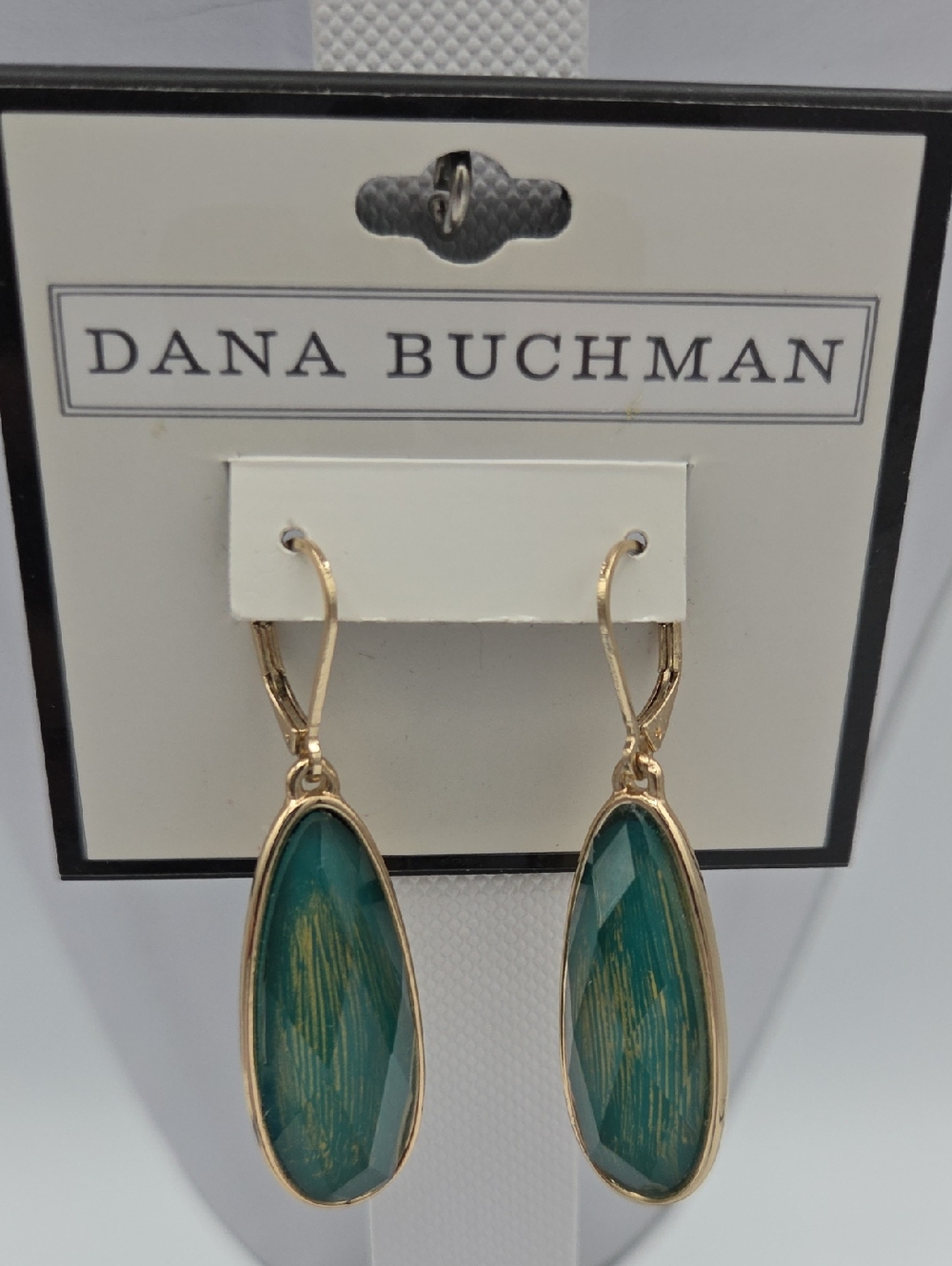 5 for $25! Dana Buchman Teal Gold Tone Faceted Drop Earrings